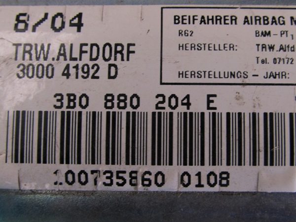 Bolsa de Aire (Airbag) Copiloto VW Passat No OEM 3B0880204E-7848