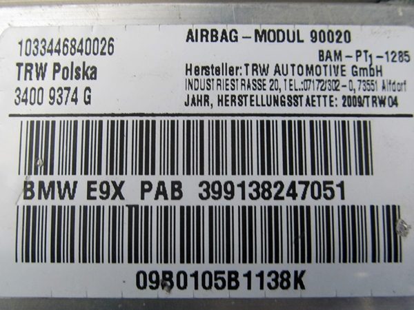 Bolsa de Aire (Airbag) Copiloto BMW E90 E91 E92 E93 No OEM 72129138247-7813
